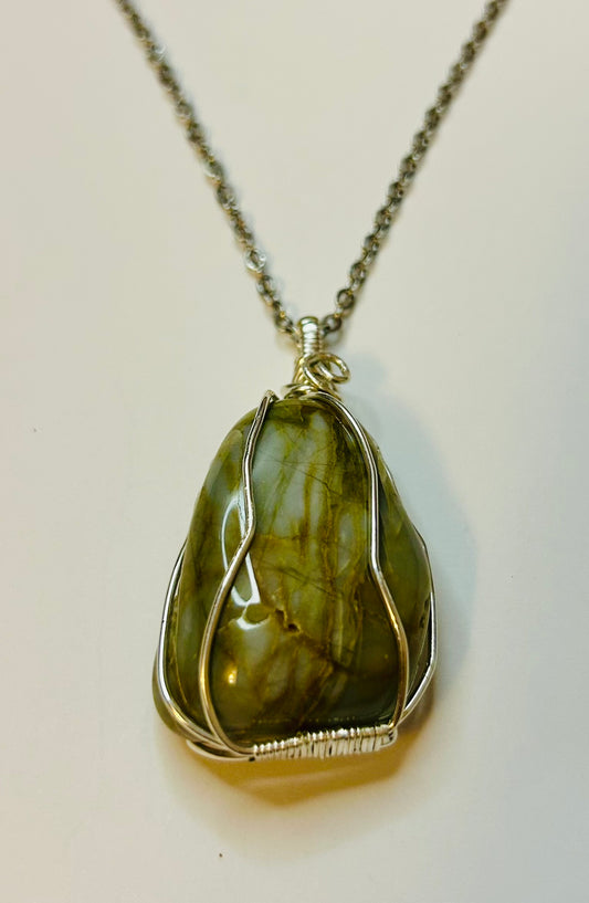 Large Jasper Wrapped Necklace