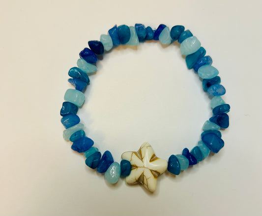 Blue Agate Star Fish Bracelet