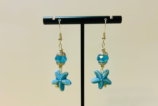 Blue Starfish Earrings