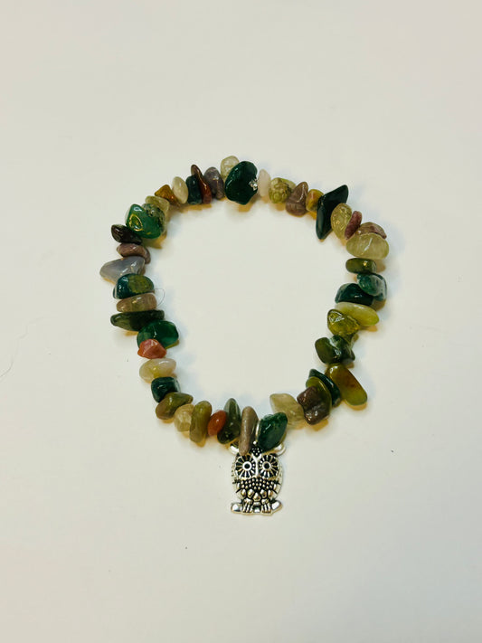Indian Agate Owl Bracelet