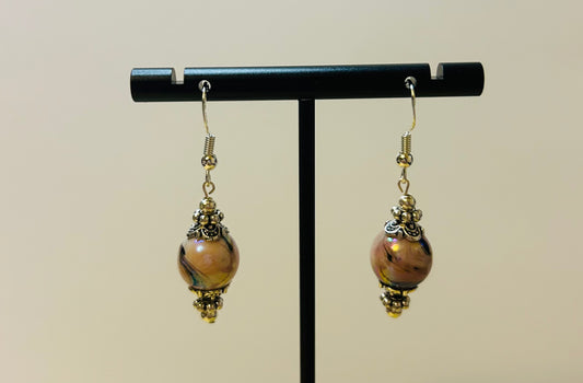 Glass Marbled Pink Earrings