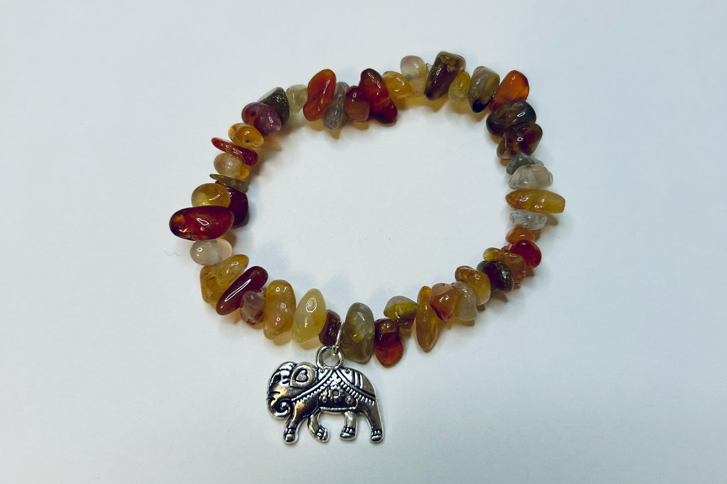 6.5" Carnelian Elephant Bracelet
