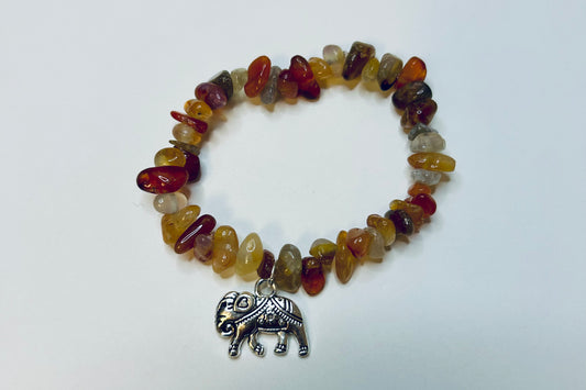 6.5" Carnelian Elephant Bracelet