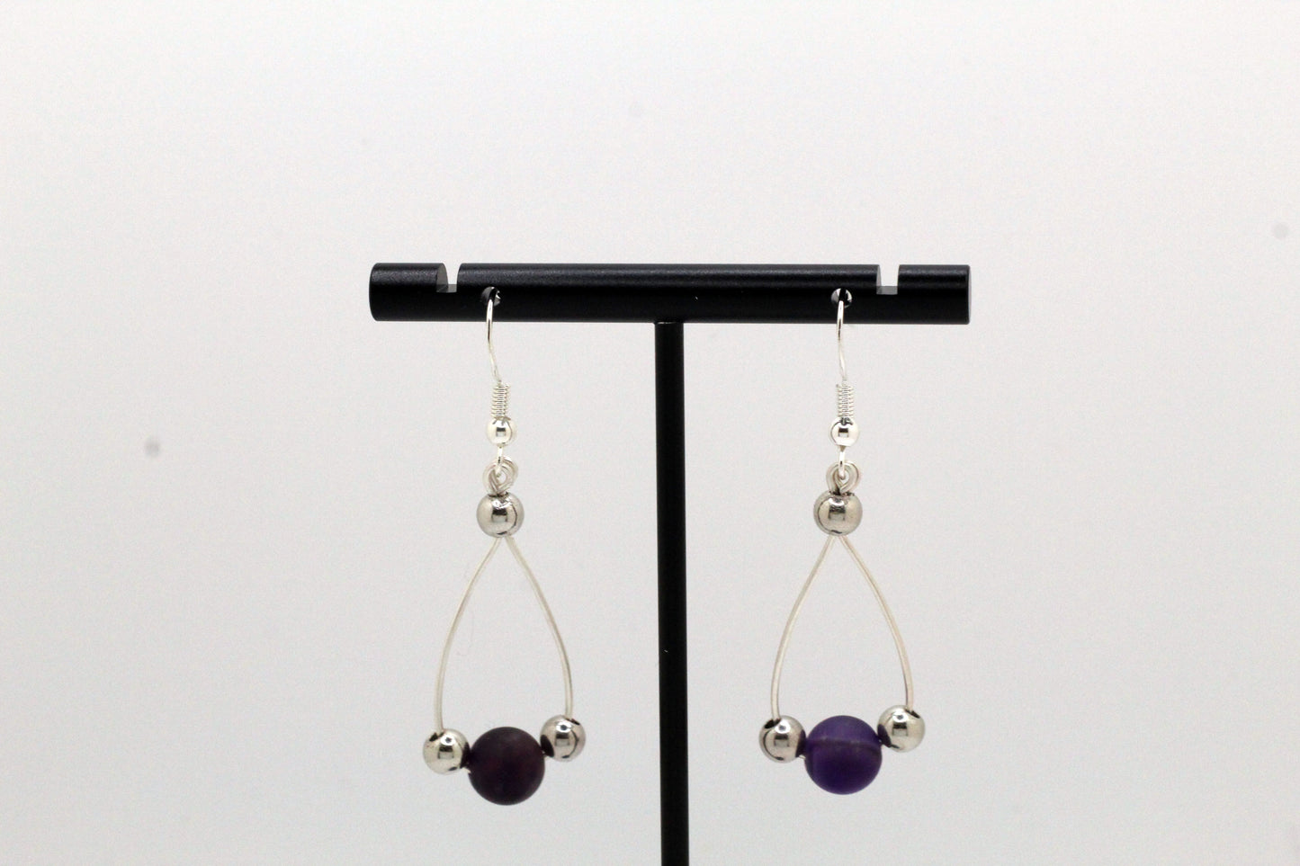 Natural Amethyst Hoop Earrings