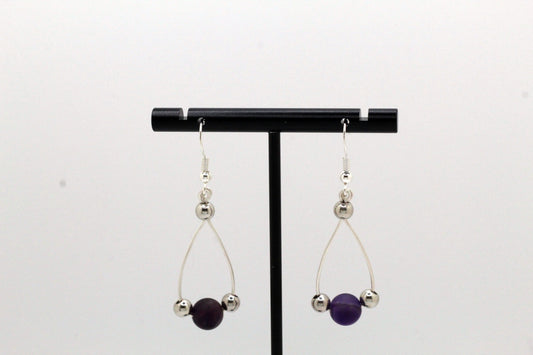 Natural Amethyst Hoop Earrings