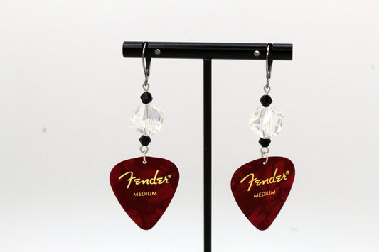 Red Guitar Pick Earrings