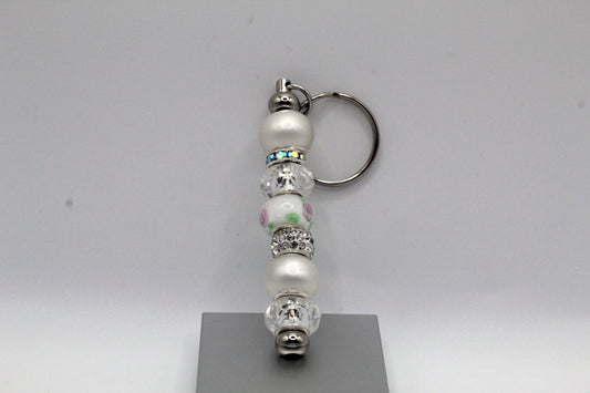 White Floral Keychain